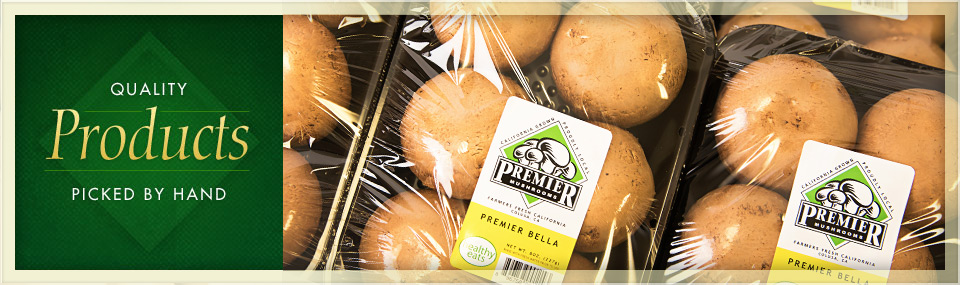 Premier bella mushrooms in their packaging