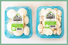 packaged whole & sliced white mushrooms