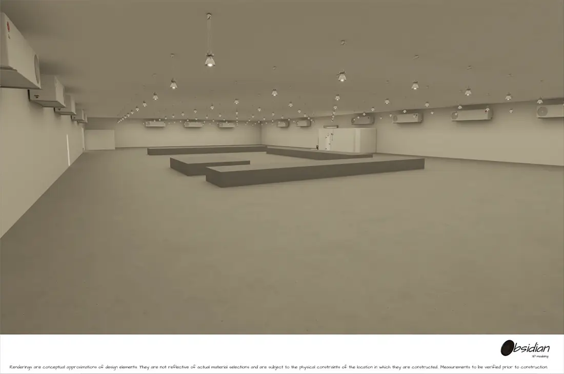 Rendering of the inside main warehouse area