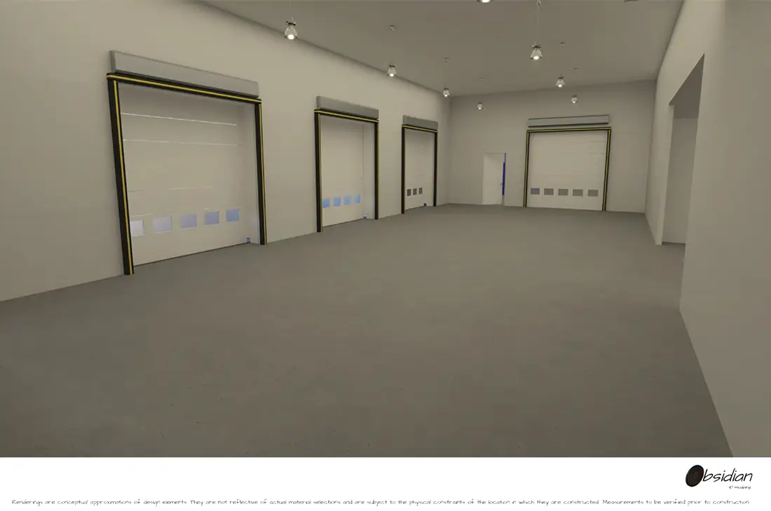 Rendering of the loading bays of the new warehouse / distribution center