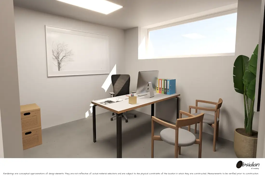Rendering of an office in the new Premier Warehouse