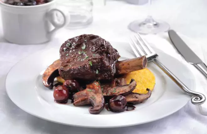 Braised Beef Short Ribes on top of Portabella Mushrooms